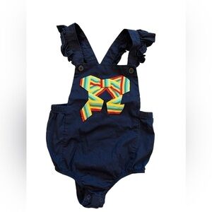 First Impressions 18m Navy bathing suit onesie with bow appliqué, snap bottom